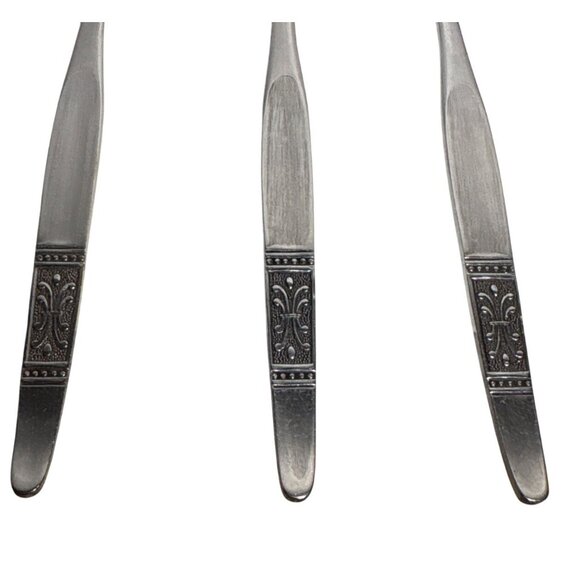 6 Vintage National Stainless Tablespoons Fleur-De-Lis Handle Design Japan - Picture 2 of 7